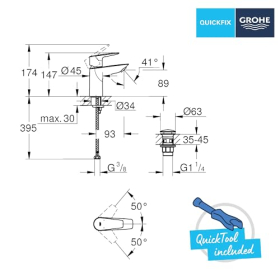 Grohe StartEdge Waschtischarmatur – Kompakt & Chromglanz