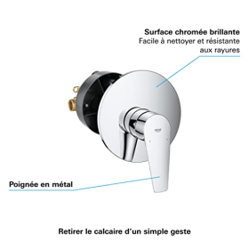 GROHE Start Edge Brausebatterie, Unterputz, Einhebelmischer mit Keramikkartusche, hochglänzende und langlebige Oberfläche, 1/2"-Anschluss, Chrom, 24202001