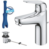 GROHE Swift Energiespar-Waschtischarmatur mit Zugstangen-Ablauf, Chrom