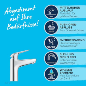 Змішувач для раковини GROHE Swift з функцією Eco та зливним краном, хромований