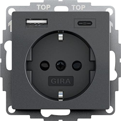 Toma de corriente Schuko Voltking con USB, 2 puertos, color antracita