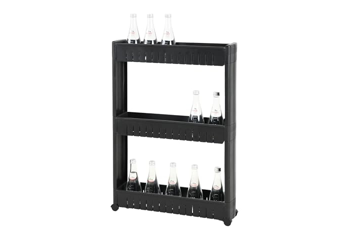 Carrito de almacenaje estrecho Amig Böken con ruedas, 3 niveles, 54 x 12 x 78 cm Carrito de almacenaje estrecho Amig Böken con ruedas, 3 niveles, 54 x 12 x 78 cm