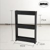 Carrito de almacenaje estrecho Amig Böken con ruedas, 3 niveles, 54 x 12 x 78 cm