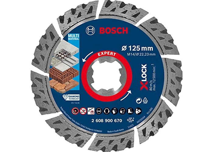 Disco de corte diamantado Bosch EXPERT MultiMaterial X-LOCK Ø125 mm – para hormigón y hormigón armado Disco de corte diamantado Bosch EXPERT MultiMaterial X-LOCK Ø125 mm – para hormigón y hormigón armado