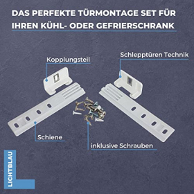 Juego de montaje universal azul claro para puertas de refrigerador, bisagra para puerta corrediza para electrodomésticos empotrados