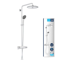 Ducha termostática GROHE Vitalio Joy, 3 tipos de chorro, manguera flexible, cromada