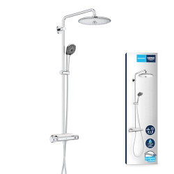 GROHE Vitalio Joy Thermostatic Shower, 3 Spray Patterns, Flexible Hose, Chrome
