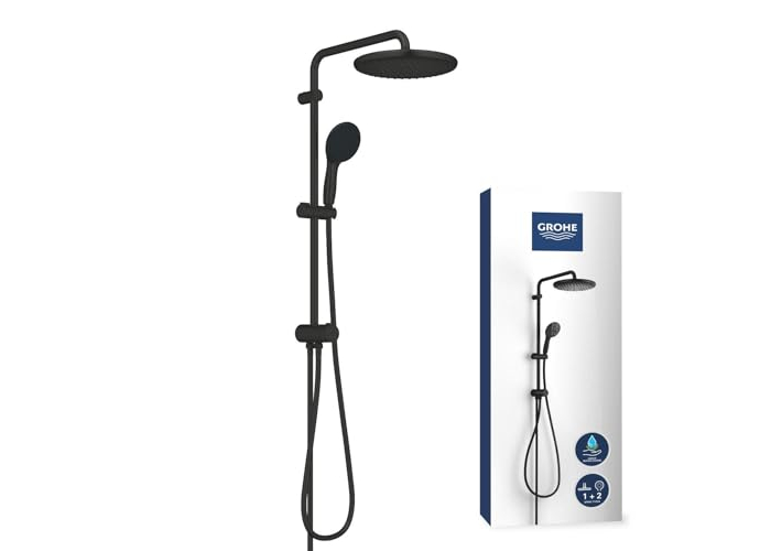GROHE Vitalio Start shower system, head and hand shower, matt black GROHE Vitalio Start shower system, head and hand shower, matt black