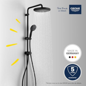 GROHE Vitalio Start shower system, head and hand shower, matt black