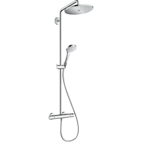 Shower system with thermostat, rain shower