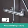 Shower system with thermostat, rain shower