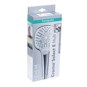 hansgrohe Croma Select E hand shower – 3 spray patterns, anti-limescale, white/chrome