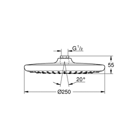 GROHE Vitalio Water-Saving Shower Head, 25 cm, Chrome, Anti-Limescale System