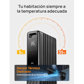Dreo Radiador de Aceite 2000W, Calentador de Aceite Eléctrico Portátil 9 Elementos Condo a Distance, Temporizador 24h, 3 Ajustes de Calor, 4 Modes, захист від sobrecalentamiento