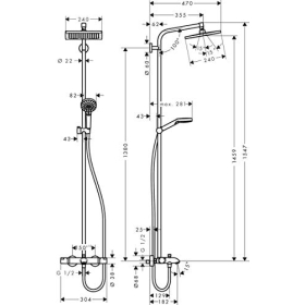 hansgrohe Crometta E shower column without fittings, chrome