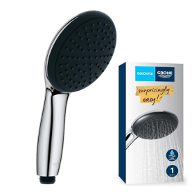 GROHE Vitalio Start 110 shower head, round, 1 spray pattern (rain), water-saving, anti-limescale, chrome
