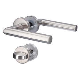 Alpertec "Moscow" door handle made of satin stainless steel for bathroom/WC | Model AZ-L17