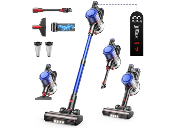 Fieety 550W/45000Pa Akku Staubsauger, 60 Min Staubsaugen Kabellos, Super Leise, 6in1 Aroma Akkustaubsauger mit Ladestation, Tierhaardüse, 99,9% Filterleistung für Fieety 550W/45000Pa Akku Staubsauger, 60 Min Staubsaugen Kabellos, Super Leise, 6in1 Aroma Akkustaubsauger mit Ladestation, Tierhaardüse, 99,9% Filterleistung für