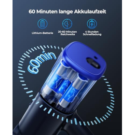 Fieety 550W/45000Pa Akku Staubsauger, 60 Min Staubsaugen Kabellos, Super Leise, 6in1 Aroma Akkustaubsauger mit Ladestation, Tierhaardüse, 99,9% Filterleistung für