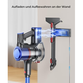 Fieety 550W/45000Pa Akku Staubsauger, 60 Min Staubsaugen Kabellos, Super Leise, 6in1 Aroma Akkustaubsauger mit Ladestation, Tierhaardüse, 99,9% Filterleistung für