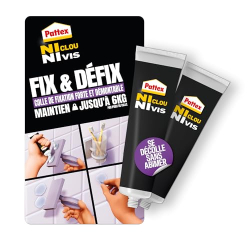 Pattex Fix & Défix Montagekleber, stark haftend, ablösbar, wasserfest, 2 x 44 g