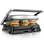 Aigostar Samson – Electric Grill, Grill, Panini, Sandwich Maker, 2000 W. Temperature control, 180° opening, non-stick coating, floating top plate