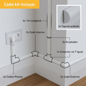 D-Line Mini 3015KIT001 Kabelkanäle, 4er Set, 30x15mm, 1m, Weiß