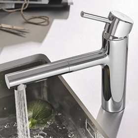 Grifo de cocina Grohe Concetto extraíble de doble caño, alta presión, cromado