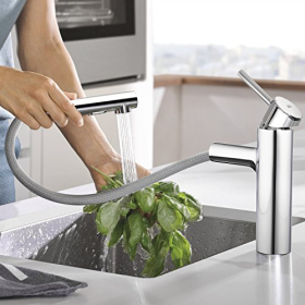 Grifo de cocina Grohe Concetto extraíble de doble caño, alta presión, cromado