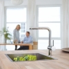 GROHE, grifo de cocina (caño alto extraíble, forma de L, bajo caudal)