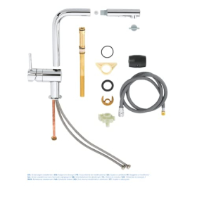 GROHE, kitchen faucet (high pull-out spout, L-shape, low flow)