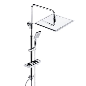 JOHO Shower Column – Stainless Steel, Hydromassage, With Shelf & Overhead Shower