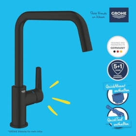 Смеситель для кухни GROHE Start 304702430, поворотный на 150°, водосберегающий, черный