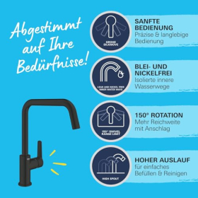 Смеситель для кухни GROHE Start 304702430, поворотный на 150°, водосберегающий, черный