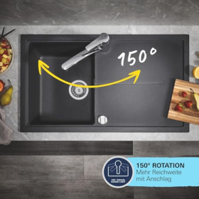 Смеситель для кухни GROHE Start 304702430, поворотный на 150°, водосберегающий, черный