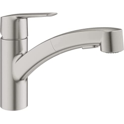 GROHE Start QuickFix Küchenarmatur, ausziehbarer Auslauf, Grau matt