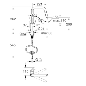 GROHE Start - Кухонный смеситель 1/2, матовый черный