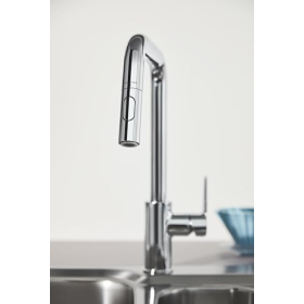 GROHE Start QuickFix Ausziehbare Doppelbrause, hoher U-Auslauf, 360° Schwenkbereich, Chrom