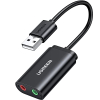 Tarjeta de sonido USB externa UGREEN compatible con auriculares y micrófono