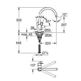 Кухонный смеситель Grohe BauLoop – однорычажный смеситель 1/2", хромированный
