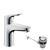 Focus washbasin tap hansgrohe with drain fitting and EcoSmart, chrome