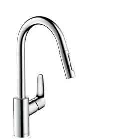 hansgrohe Focus M41 Küchenarmatur mit Ausziehbrause, 2 Strahlarten, Drehrohr