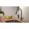 Hansgrohe Focus M41 - Grifo de cocina extraíble, 2 chorros, negro mate
