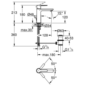 Grohe Lineare – Waschtischarmatur 1/2 Zoll Größe S, Chromfarbe
