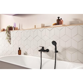 GROHE Start Wannenarmatur, Schwarz, mit Umsteller und Rückflussverhinderer