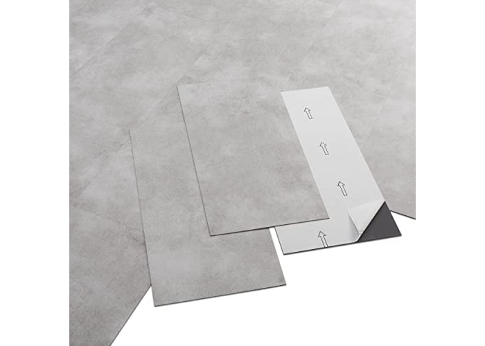 ARTENS - PVC Flooring Shy Industry - Self-adhesive Tiles - Concrete Effect - Light Grey - Medium - 60.96 cm x 30.48 cm x 1.5 mm - Thickness 1.5 mm - 2.23 m² / 12 Tiles ARTENS - PVC Flooring Shy Industry - Self-adhesive Tiles - Concrete Effect - Light Grey - Medium - 60.96 cm x 30.48 cm x 1.5 mm - Thickness 1.5 mm - 2.23 m² / 12 Tiles