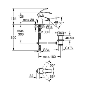 GROHE Eurosmart Bidetarmatur mit Pop-Up Abfallsystem