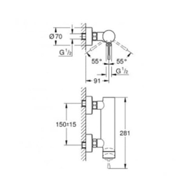 Grohe Essence - Duscharmatur mit Wandmontagesystem, integriertem Rückschlagventil 