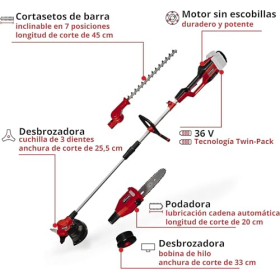 Multiherramienta Einhell GE-LM 36/4 en 1, Power X-Change, motor sin escobillas