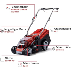 Аккумуляторная газонокосилка Einhell GE-CM 36/36 Li